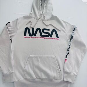Urban Man Beige Hoodie w/NASA logo, Size S, EUC